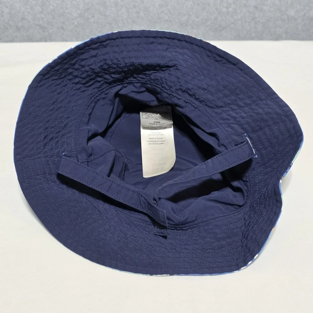 Patagonia Baby Infant Sun Bucket Hat Reversible - Fish Pattern - Size 12mo